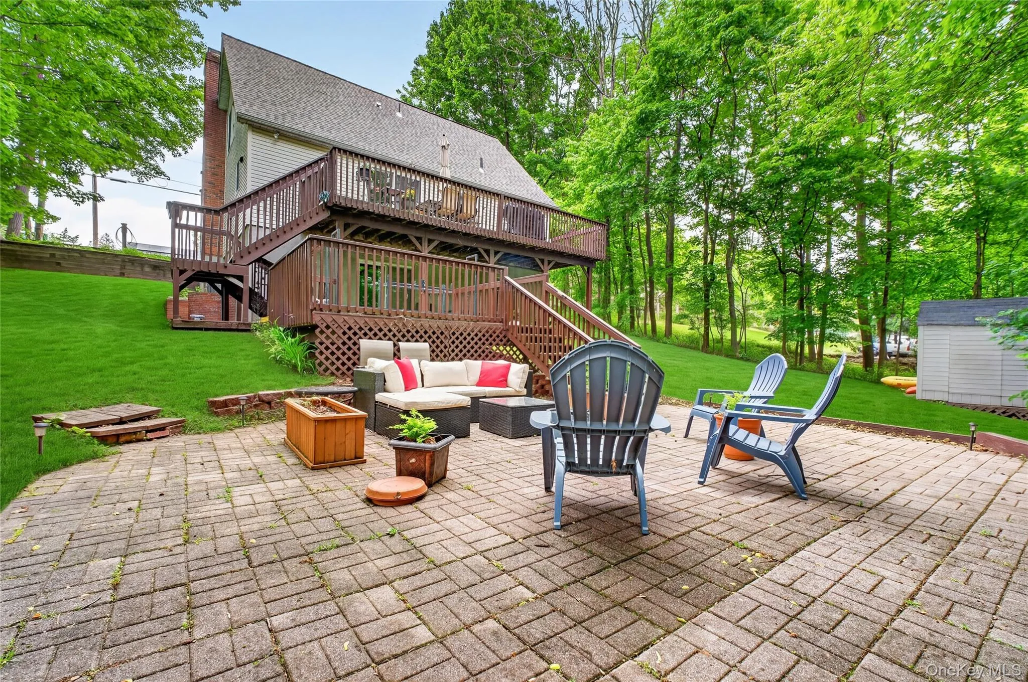 Expansive patio and multi-tier deck Expansive patio and multi-tier deck
