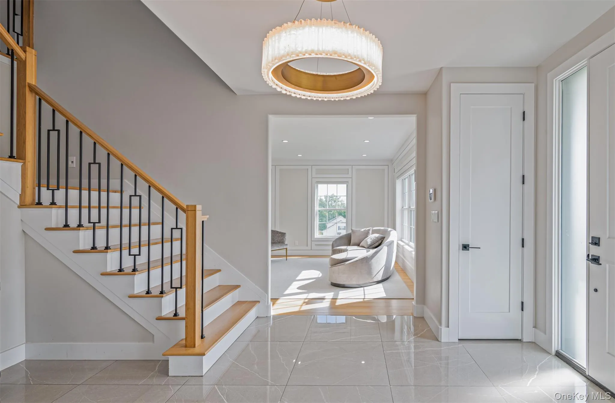 Entryway featuring stairway and recessed lighting Entryway featuring stairway and recessed lighting