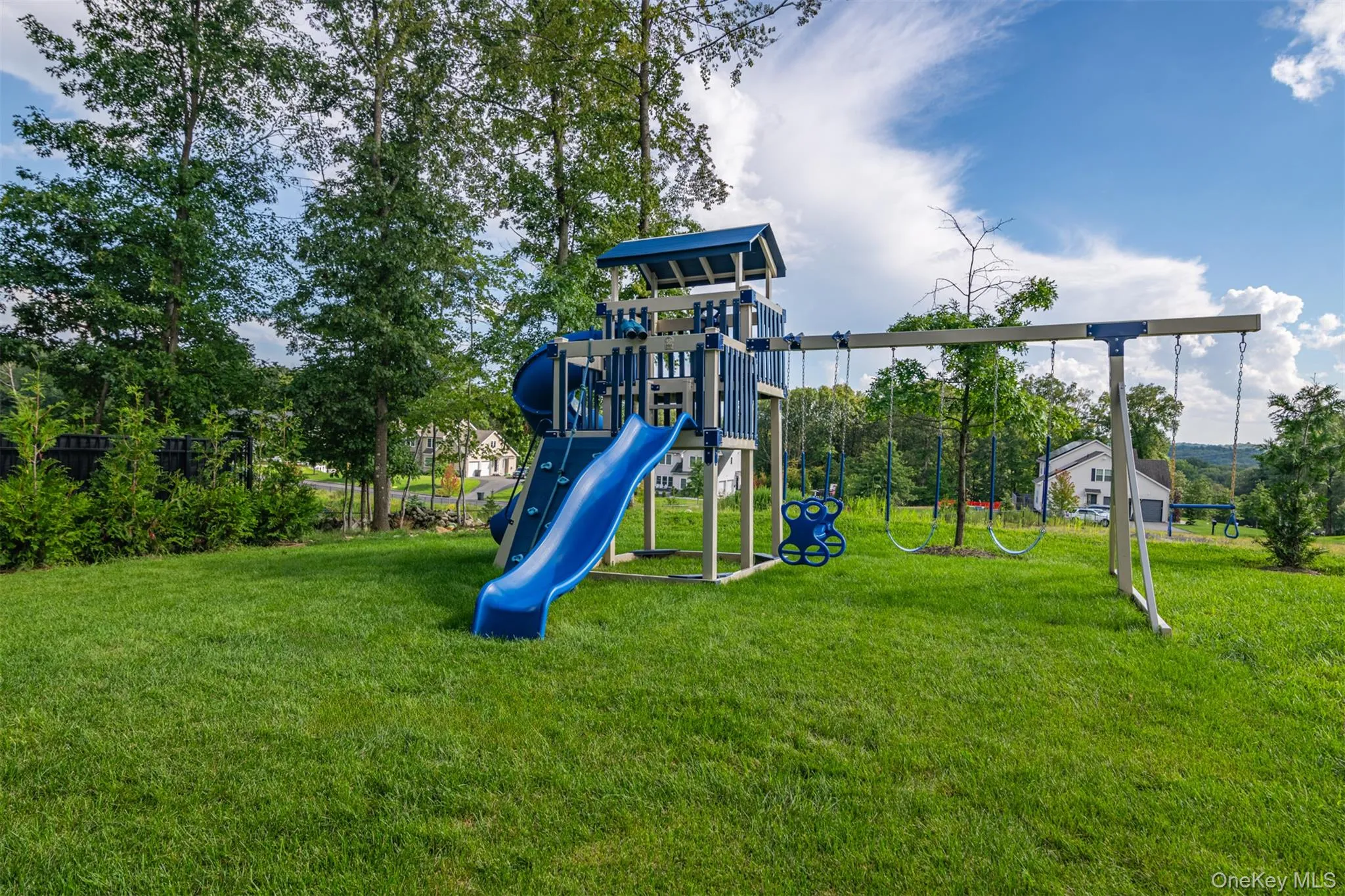 Communal playground with a lawn Communal playground with a lawn