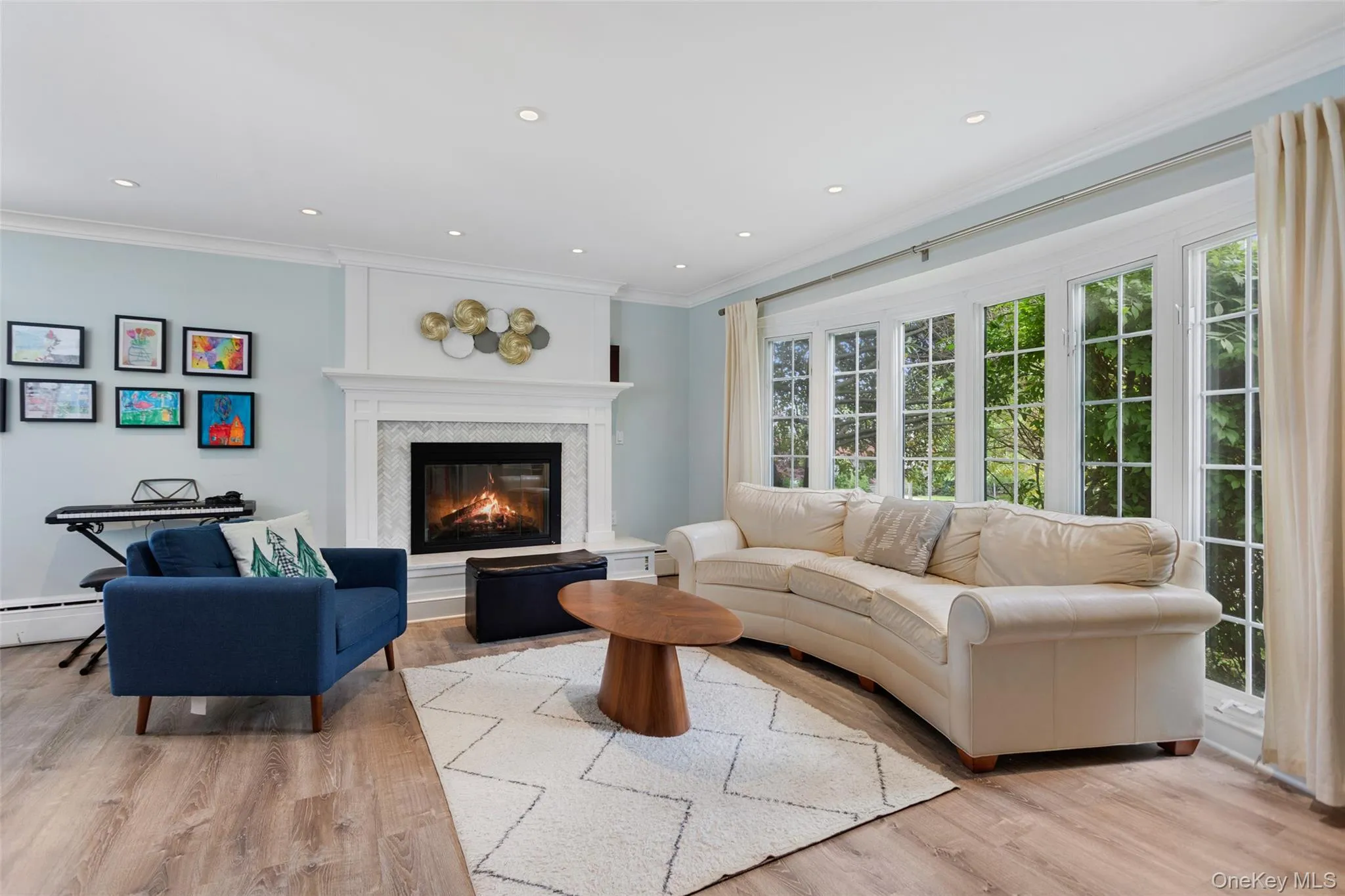 Bright living room with bay window. Bright living room with bay window.