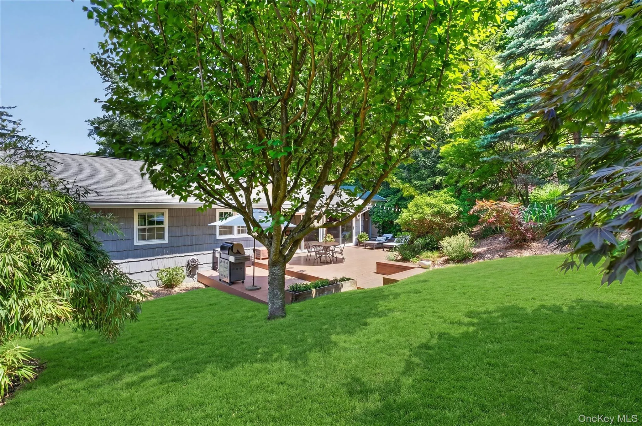 Delight in the lush landscaped backyard Delight in the lush landscaped backyard