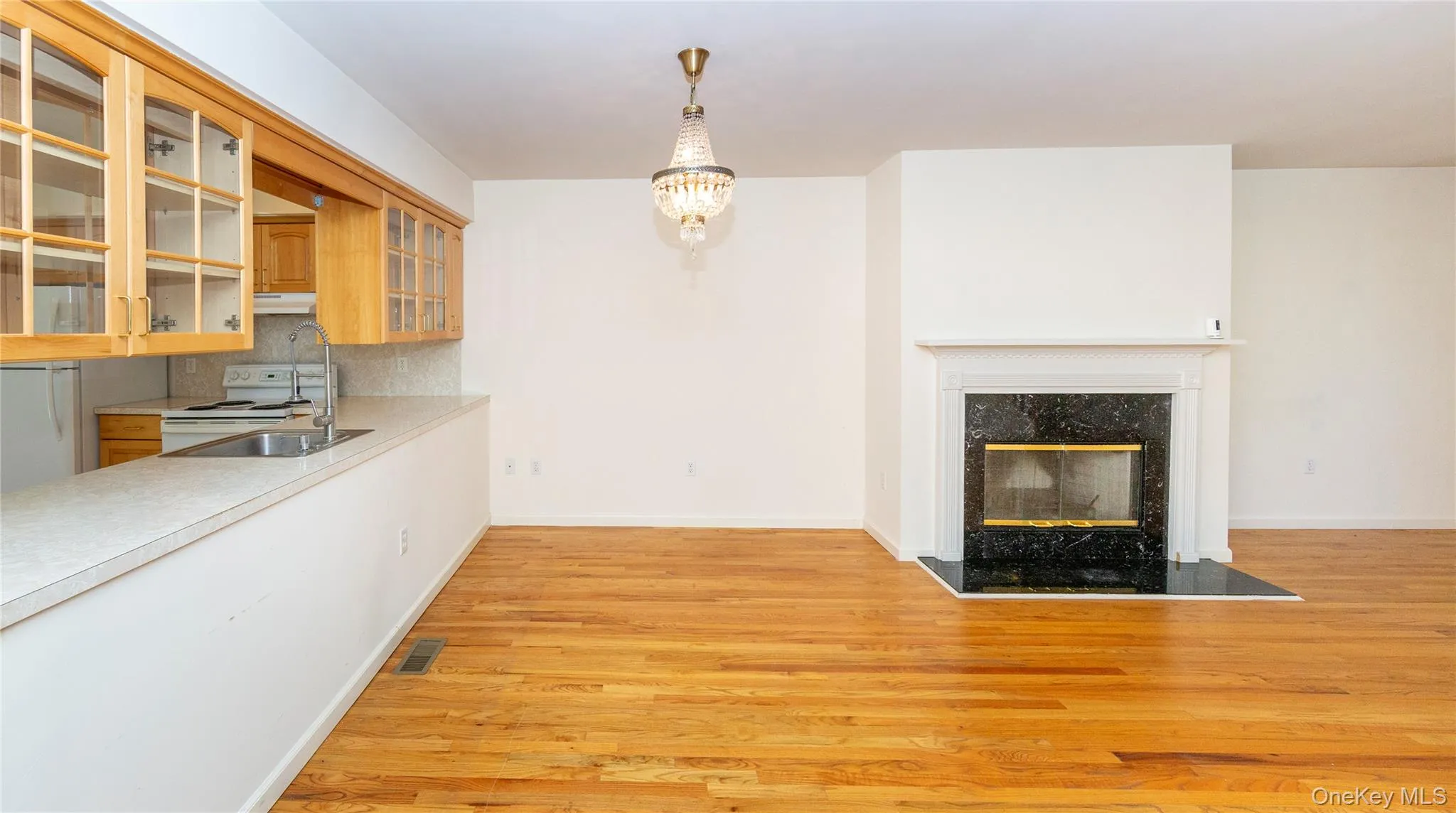 Ample room for a dining room set and hutch or side table. Ample room for a dining room set and hutch or side table.