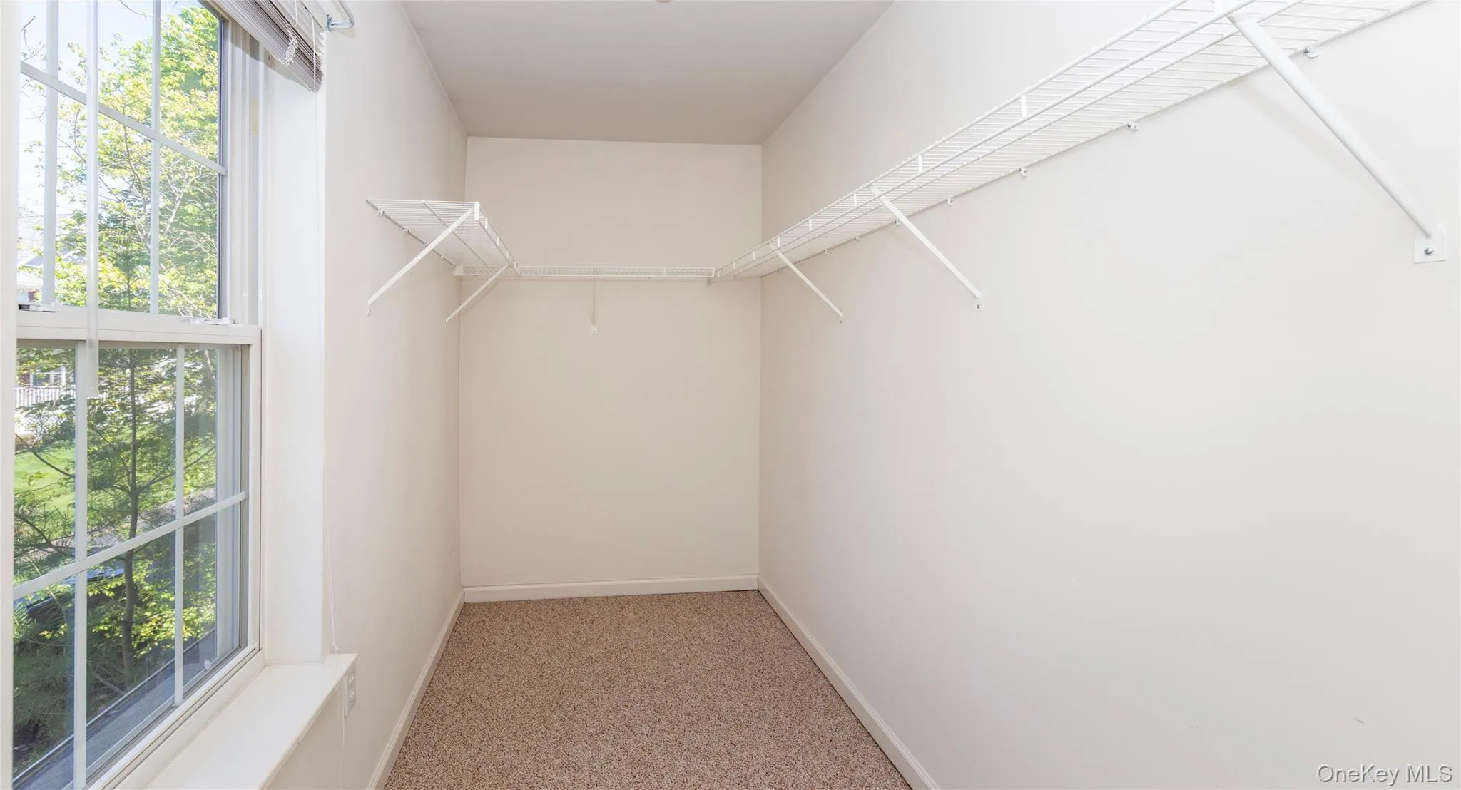 The deep walk-in closet has a window. The deep walk-in closet has a window.