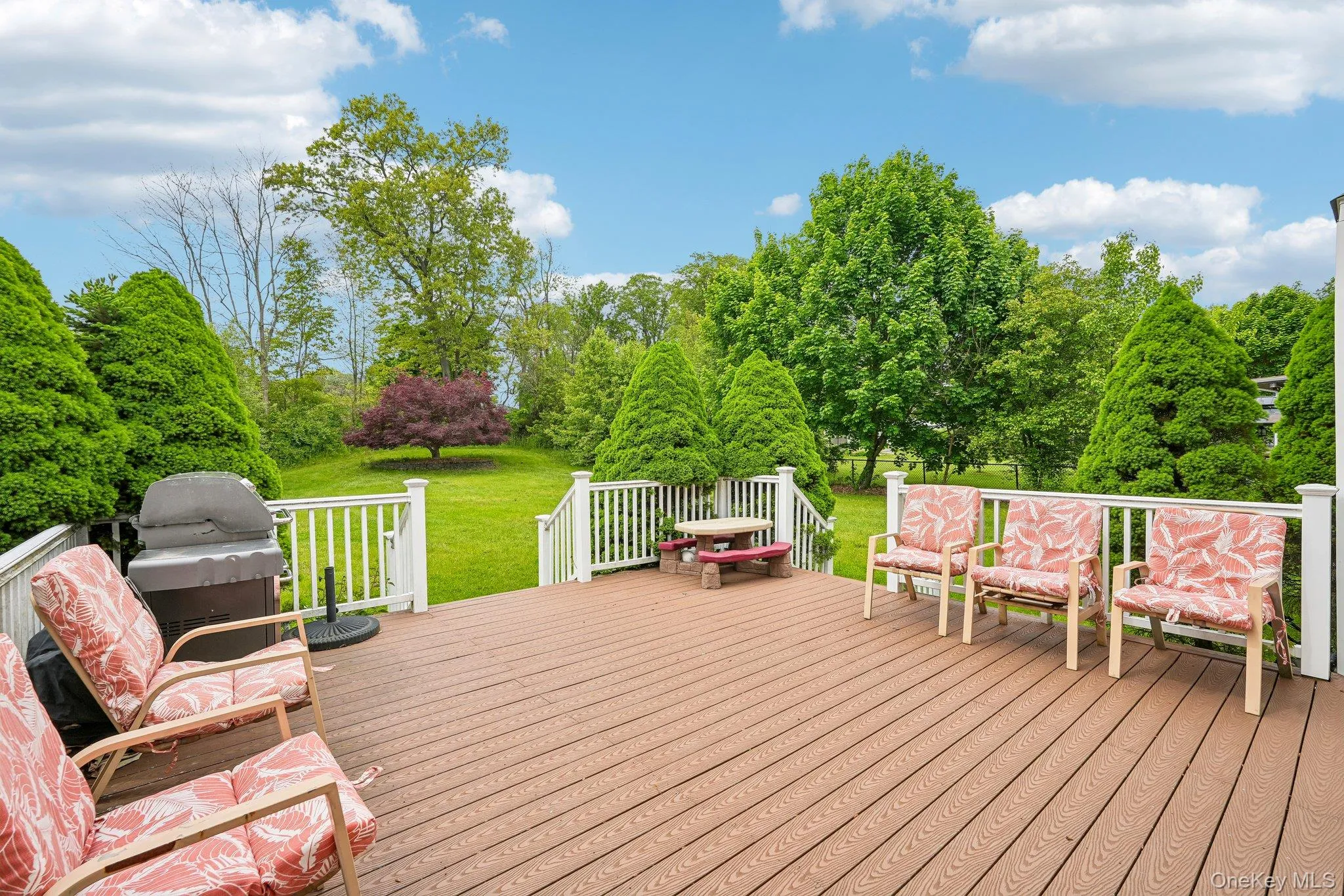 Spacious outdoor Trex deck overlooking the backyard, providing seamless indoor-outdoor living and plenty of room for gatherings. Spacious outdoor Trex deck overlooking the backyard, providing seamless indoor-outdoor living and plenty of room for gatherings.