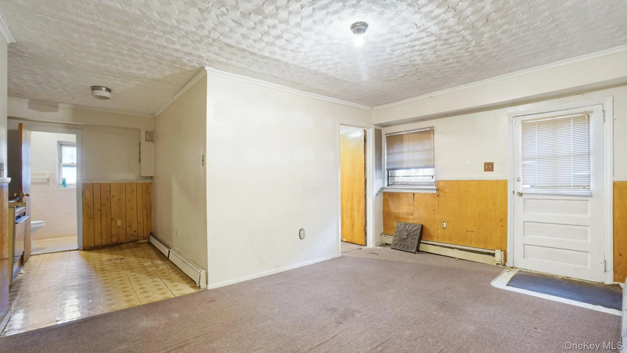 Basement living room and exit door Basement living room and exit door