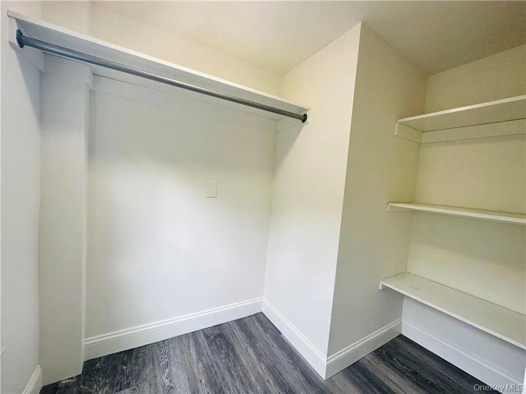 Spacious closet featuring dark wood-type flooring Spacious closet featuring dark wood-type flooring