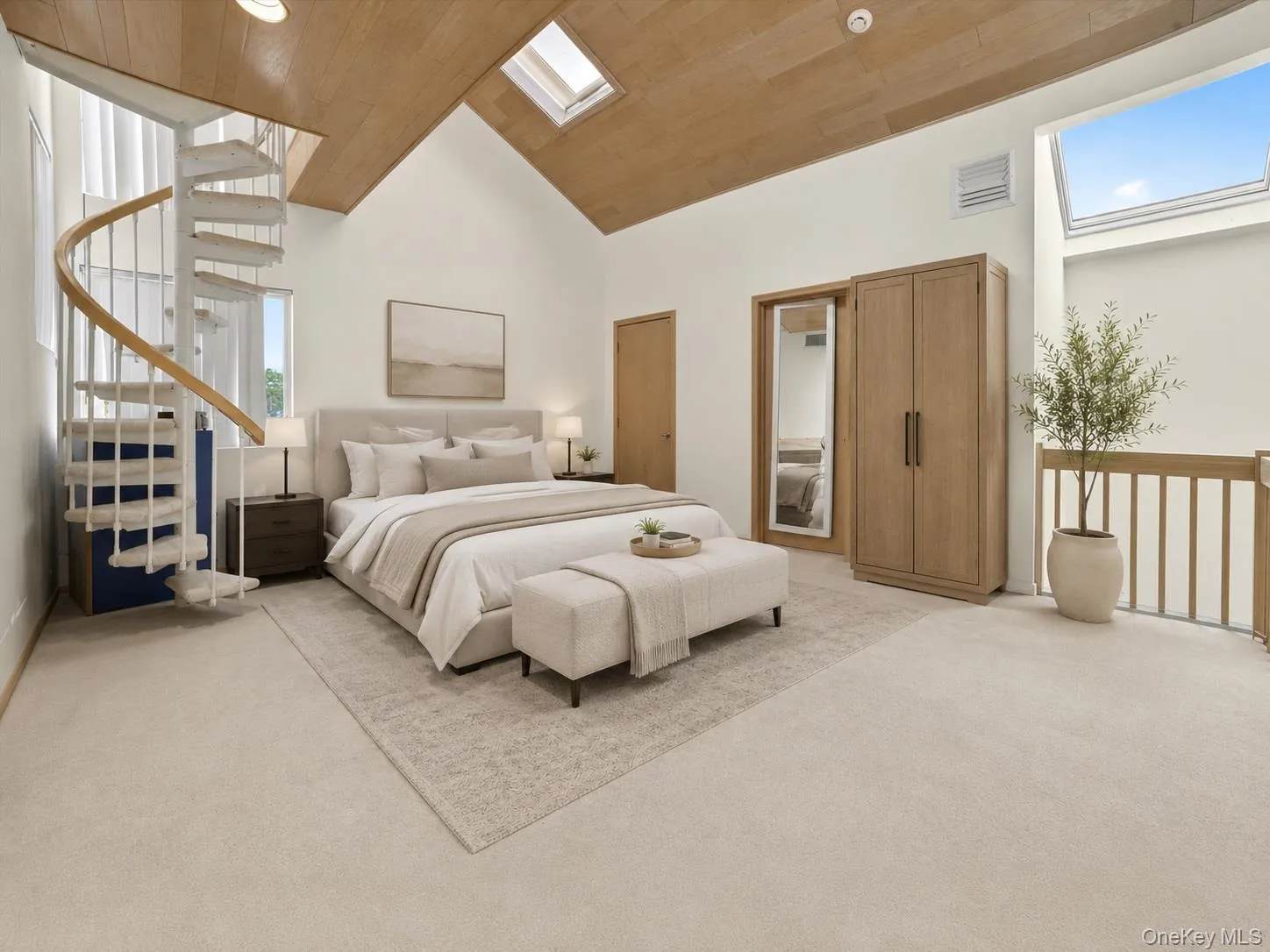Virtually Staged 3rd floor being used as bedroom with skylight Virtually Staged 3rd floor being used as bedroom with skylight