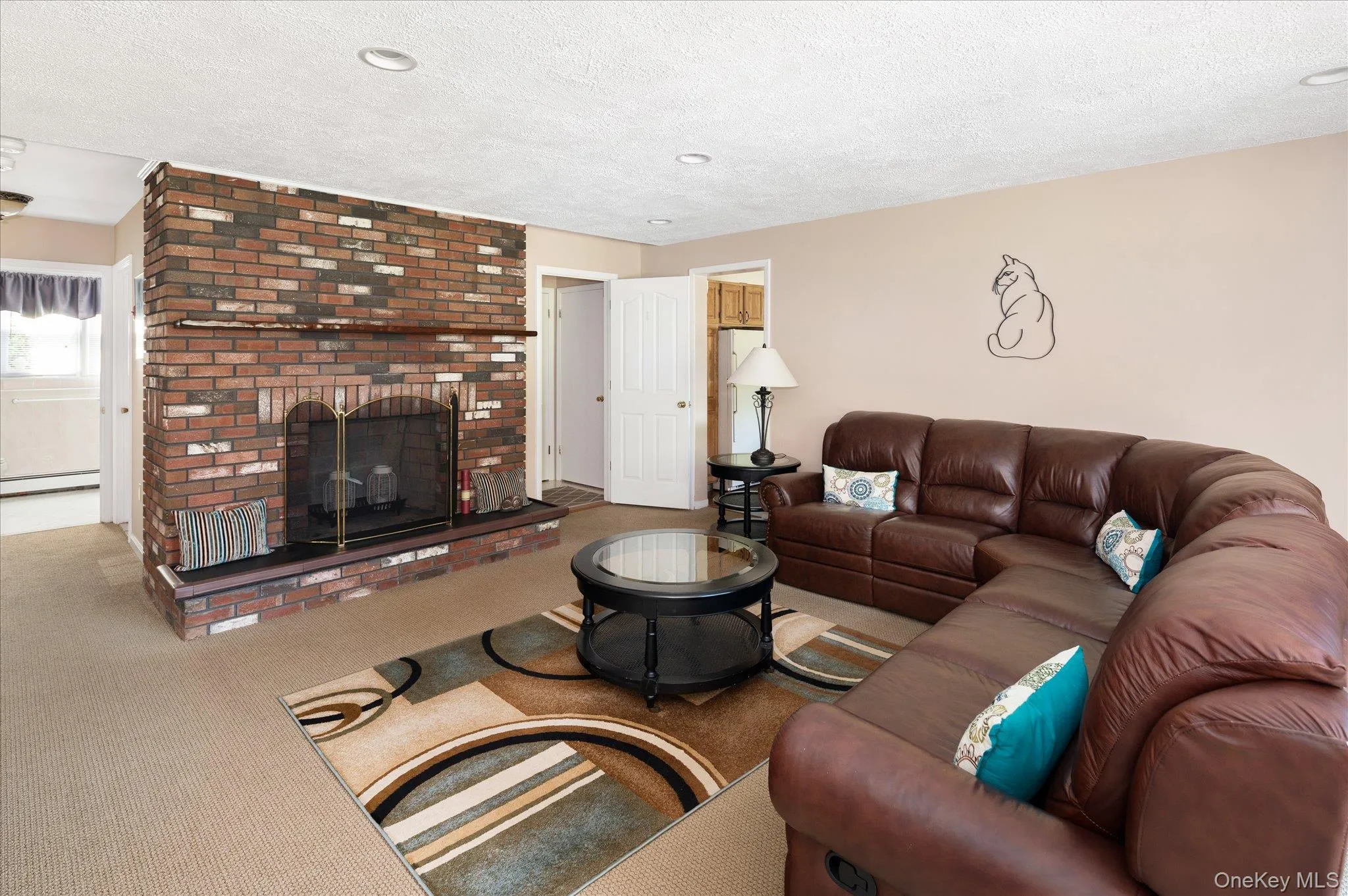 Family Room with Brick Fireplace Family Room with Brick Fireplace