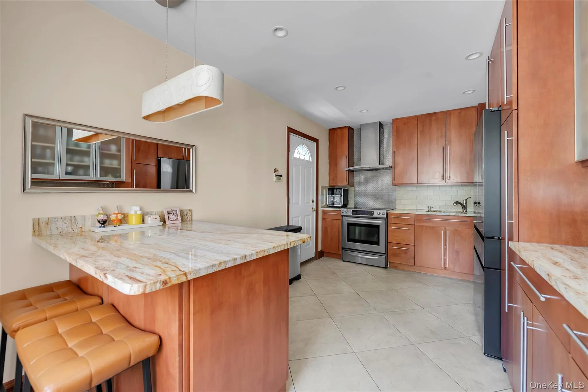 Eat in kitchen with custome made cabinet with granite countertop island new refrigerator dishwasher Eat in kitchen with custome made cabinet with granite countertop island new refrigerator dishwasher