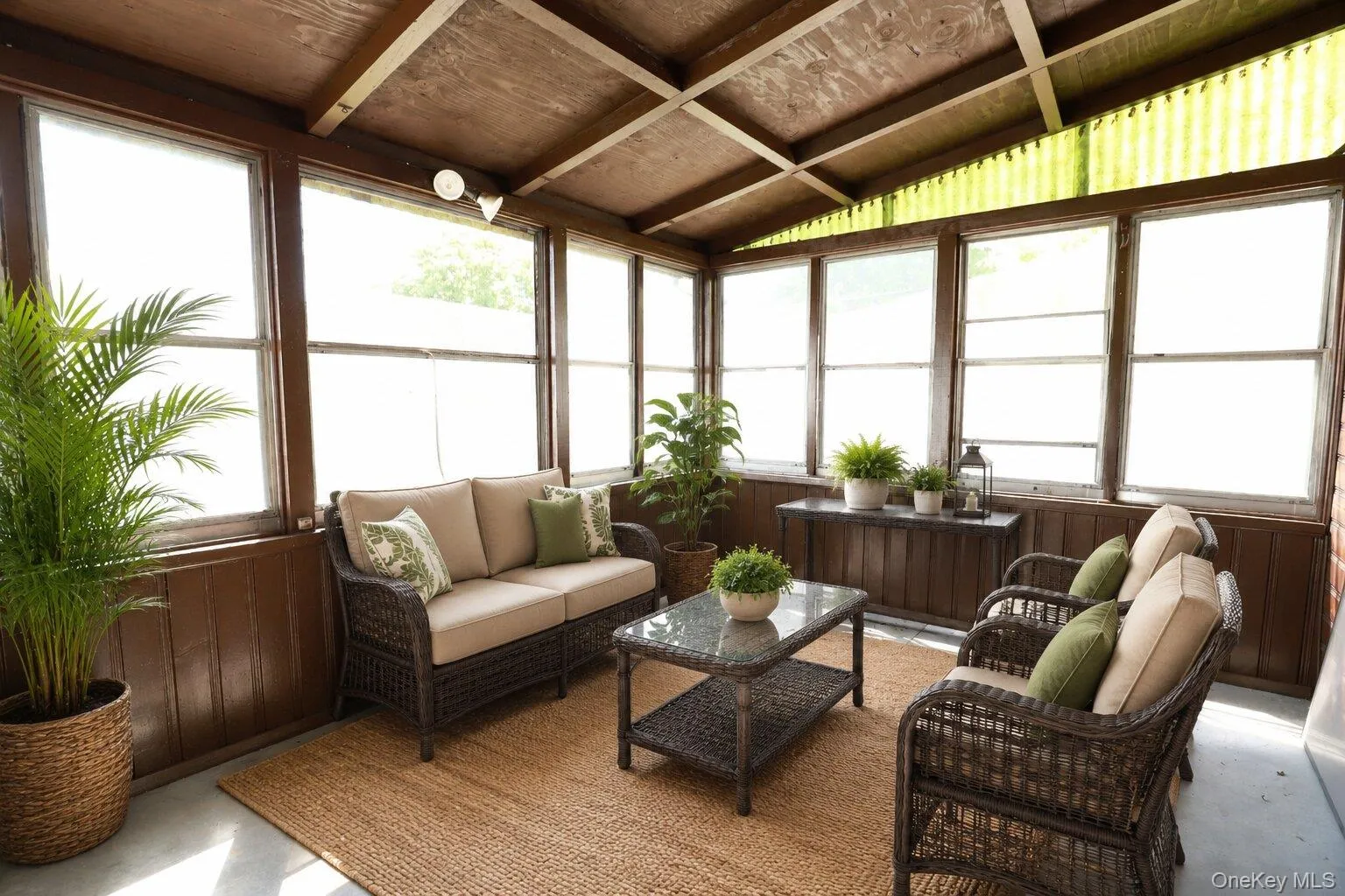 Virtually staged semi-outdoor patio area Virtually staged semi-outdoor patio area