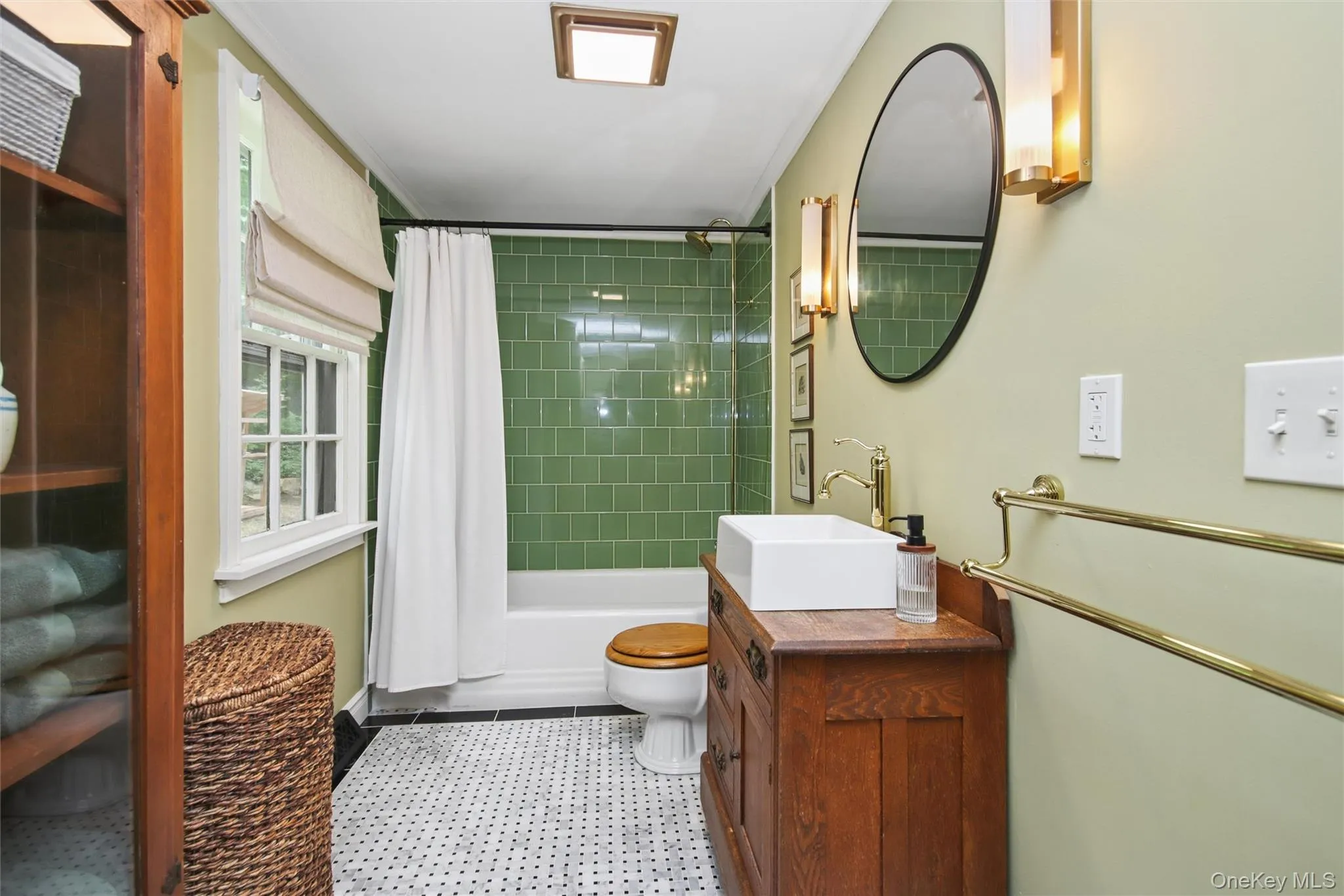 New tile bath w/ custom vanity New tile bath w/ custom vanity