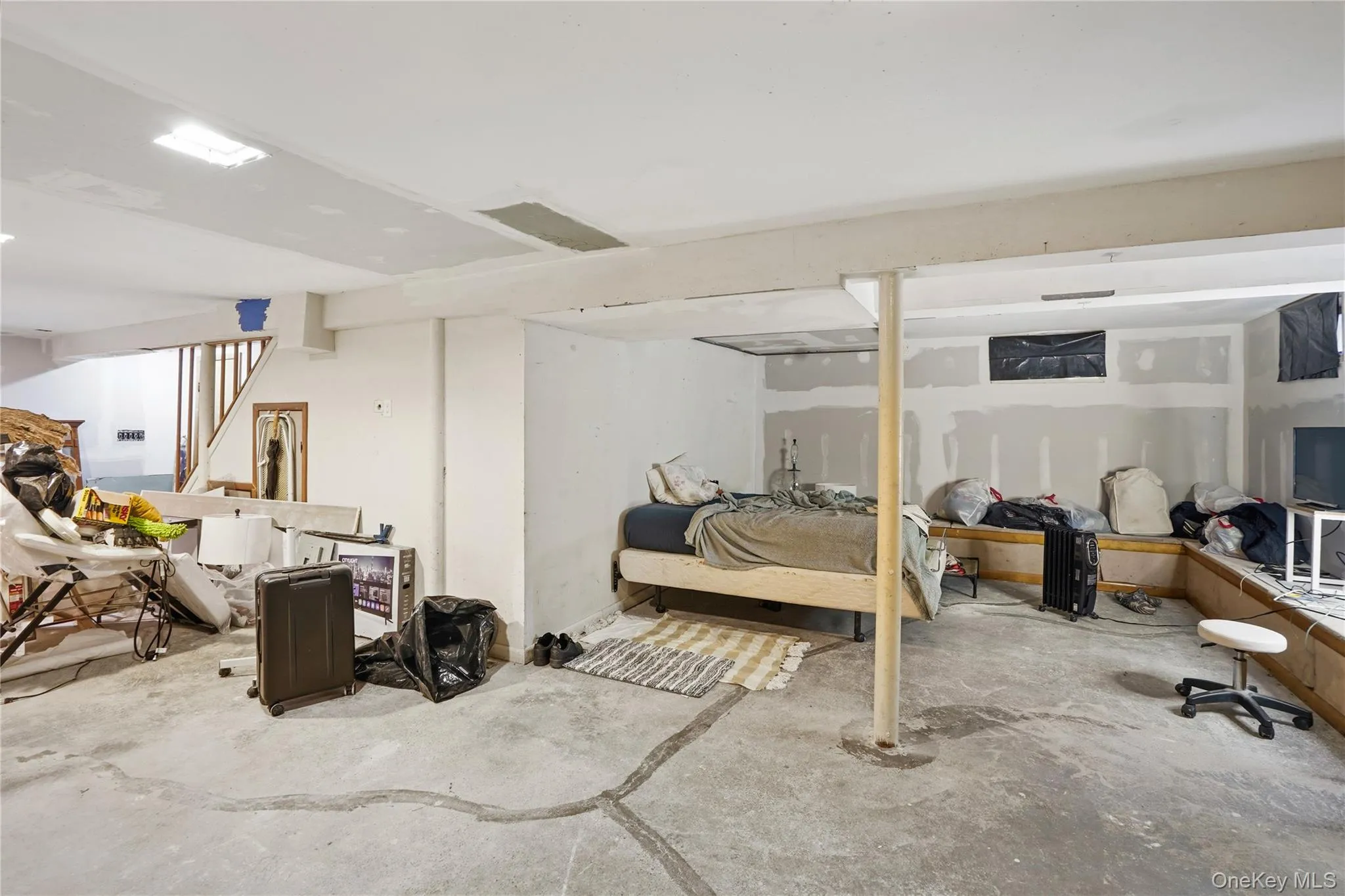 Partially finished basement Partially finished basement