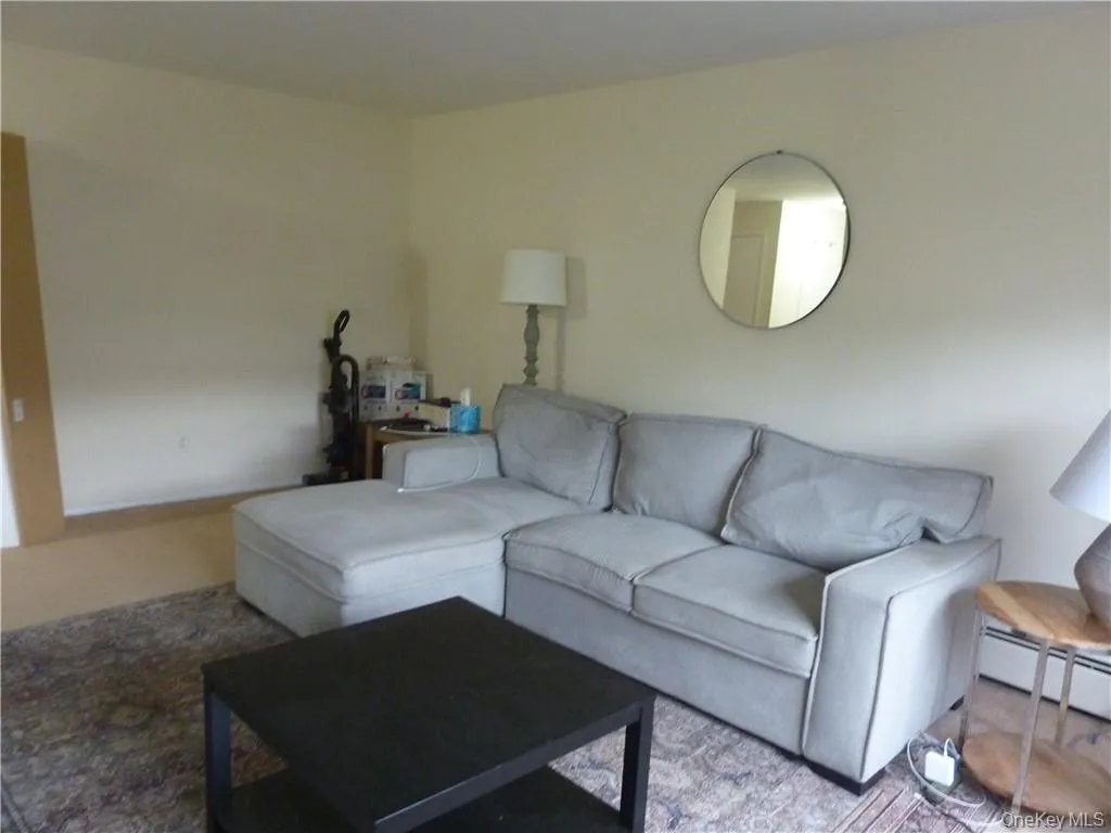 Bright and airy living room featuring a light gray upholstered sectional sofa, black coffee table, and neutral area rug Bright and airy living room featuring a light gray upholstered sectional sofa, black coffee table, and neutral area rug