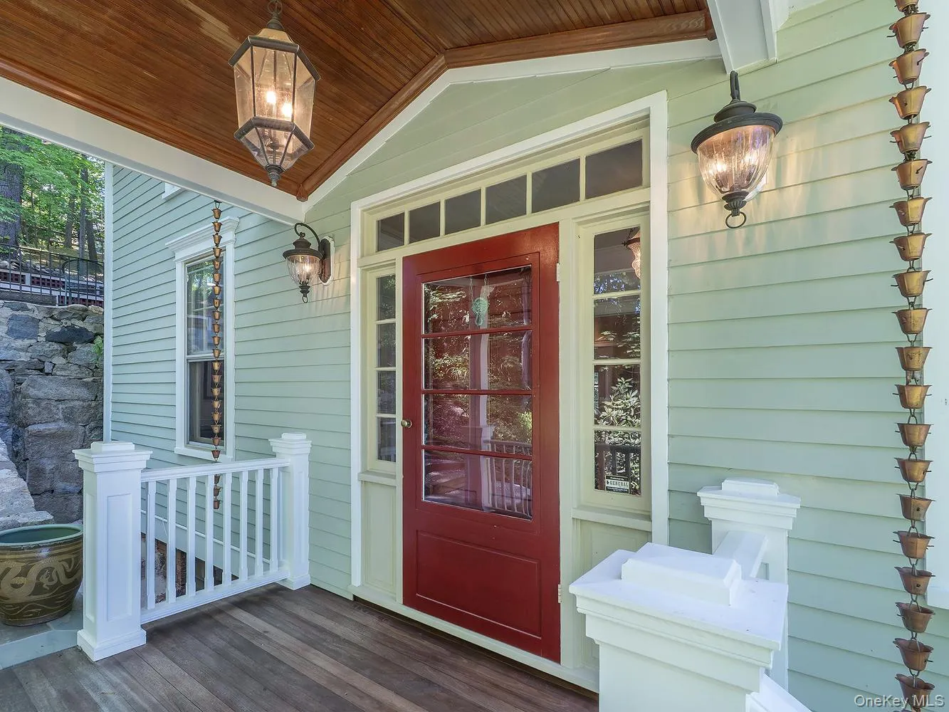 Front Door Portico with High Pitched Ceiling and Brazilian Cherry Wood Floor Front Door Portico with High Pitched Ceiling and Brazilian Cherry Wood Floor