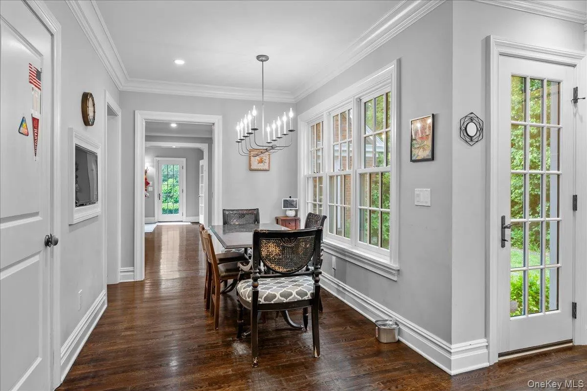 Alternative view of the breakfast area showcases a wall of windows and glass doors directly to the property. Alternative view of the breakfast area showcases a wall of windows and glass doors directly to the property.