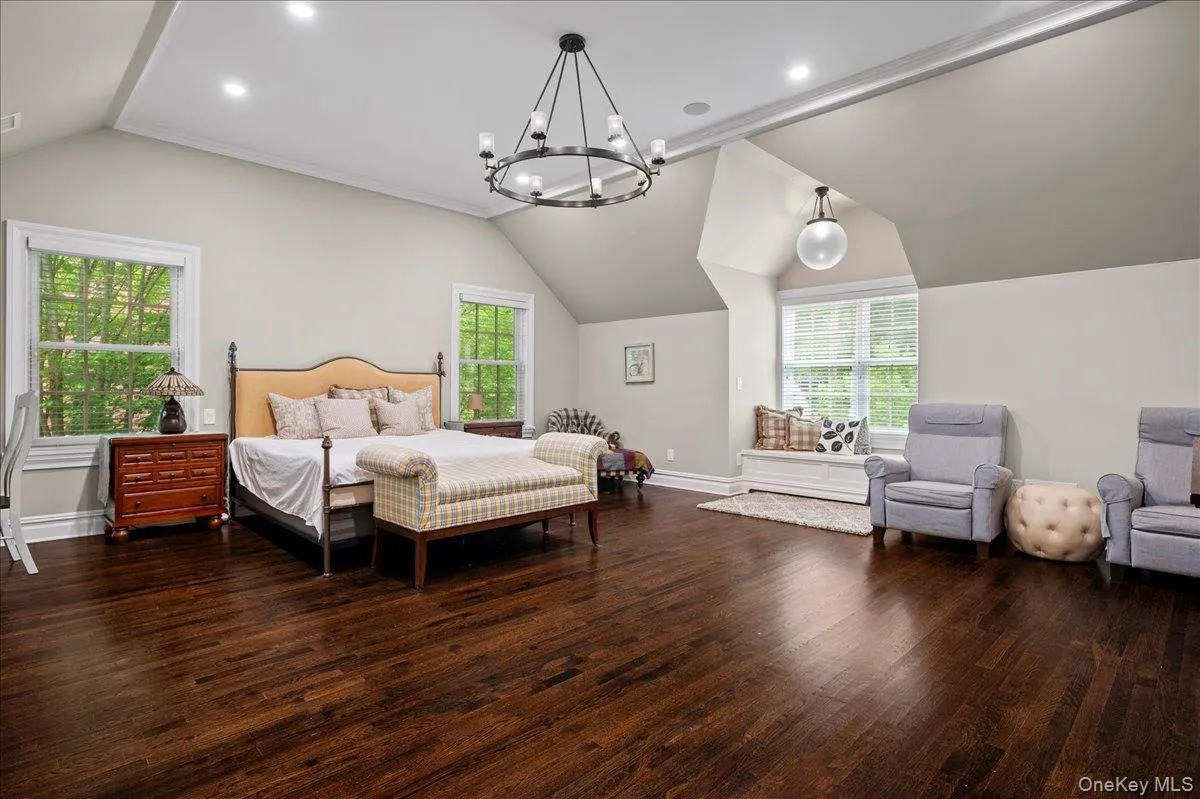 The spectacular primary bedroom suite with vaulted tray ceiling. The spectacular primary bedroom suite with vaulted tray ceiling.