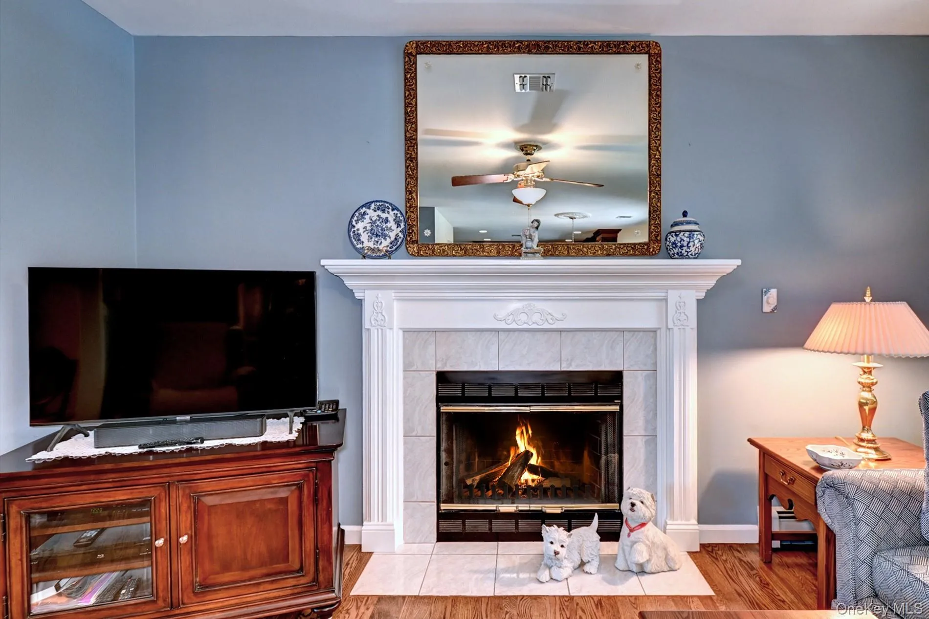 Wood Burning Fireplace with Custom Molding and Mantle Wood Burning Fireplace with Custom Molding and Mantle