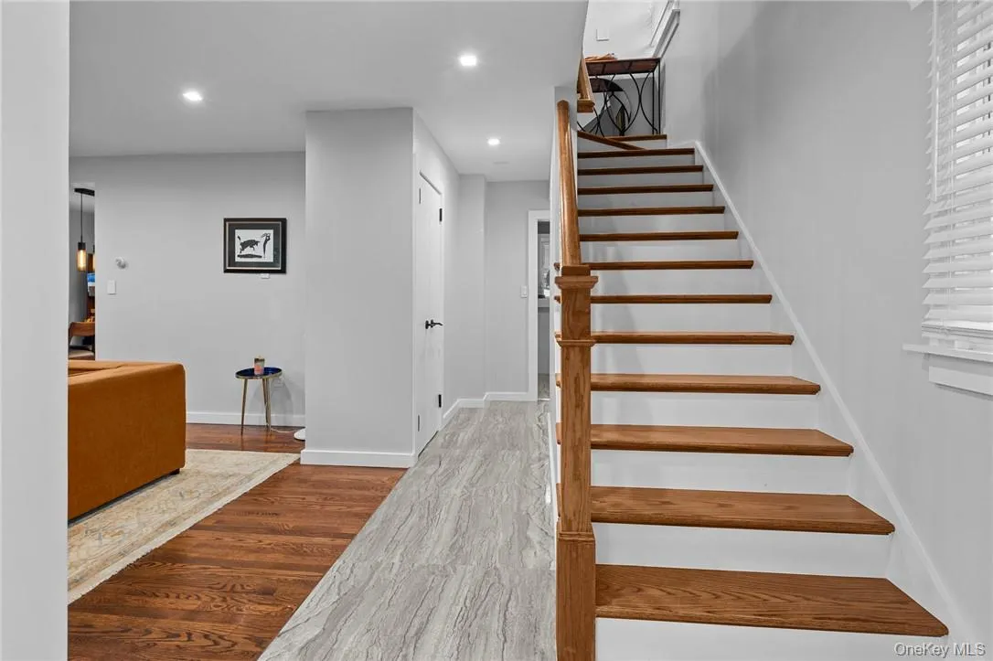 Stairway with wood-type flooring Stairway with wood-type flooring
