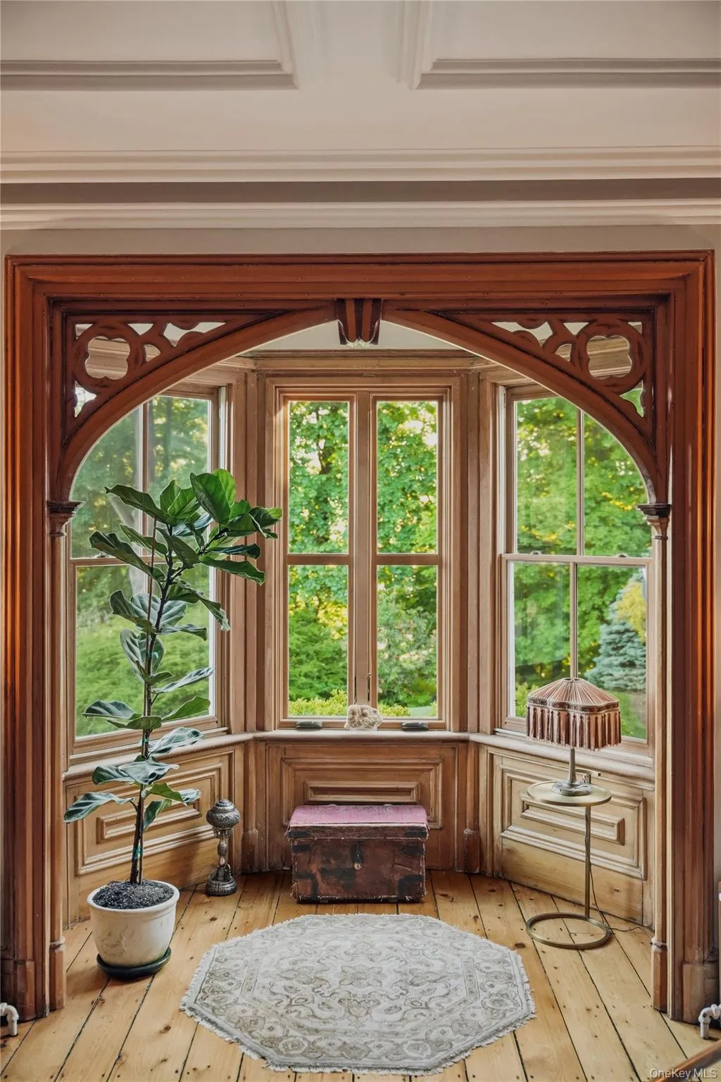 Original wood arches featuring traditional Hudson Valley post-industrial quatrefoil motif Original wood arches featuring traditional Hudson Valley post-industrial quatrefoil motif