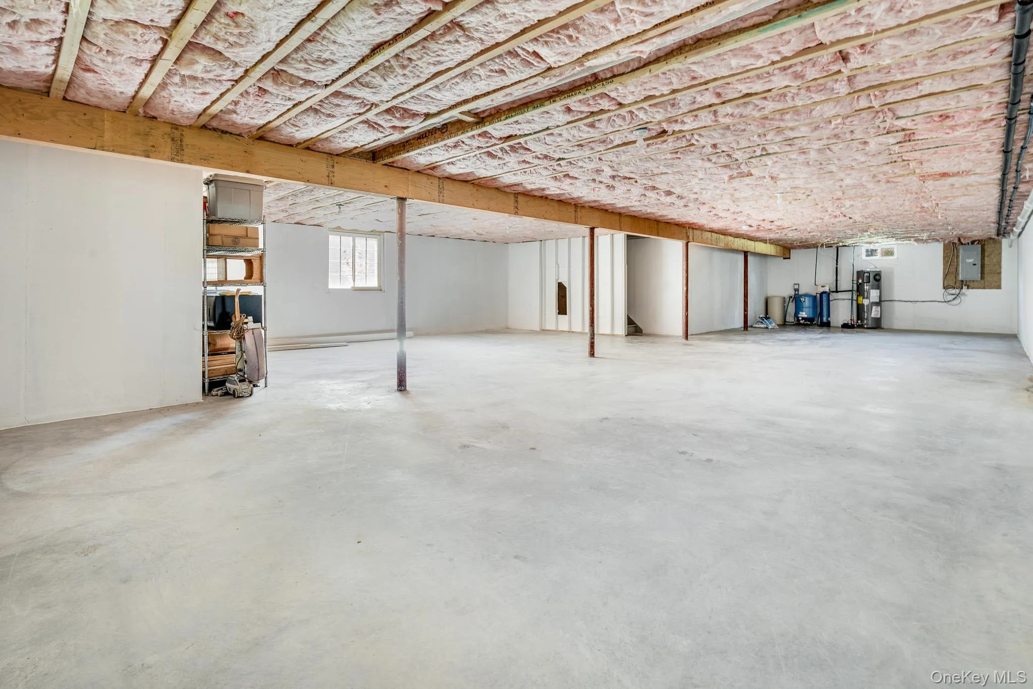 Full unfinished basement, egress window Full unfinished basement, egress window