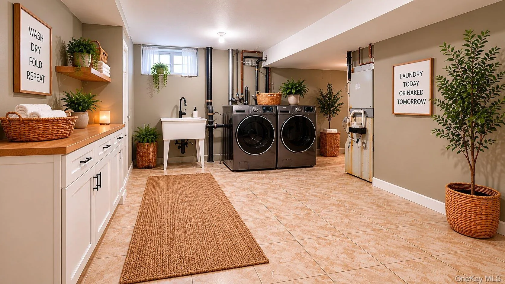virtually staged basement to show laundry room potential virtually staged basement to show laundry room potential