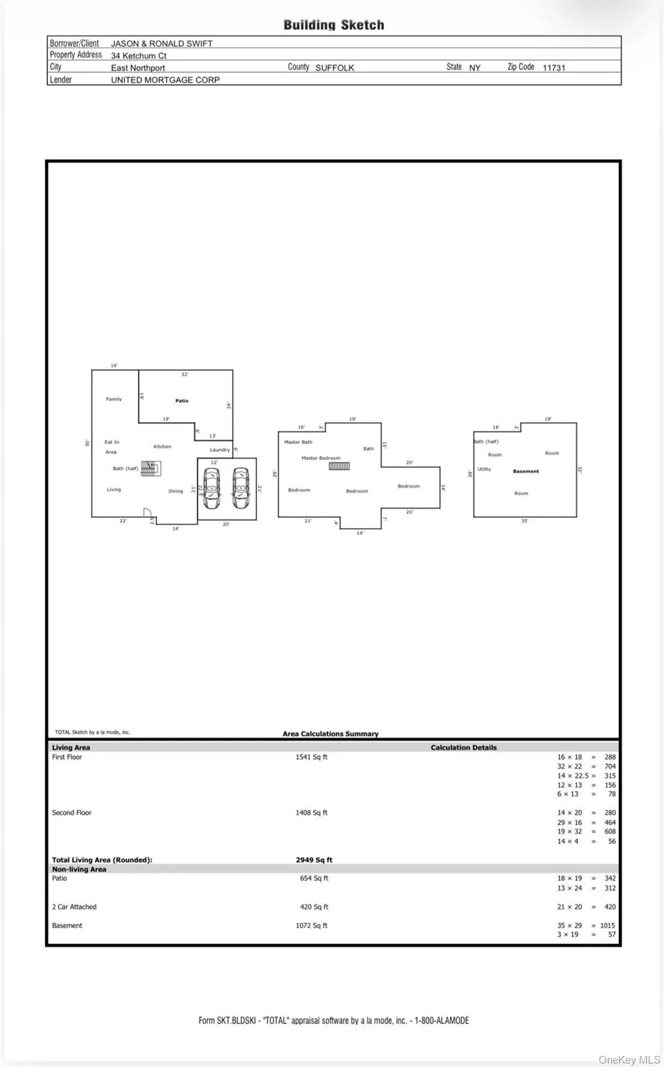 1st FL1541 Sq FT2ndFL1408 SqFTLL 1072 Sq FtTotal + 4021 1st FL1541 Sq FT2ndFL1408 SqFTLL 1072 Sq FtTotal + 4021