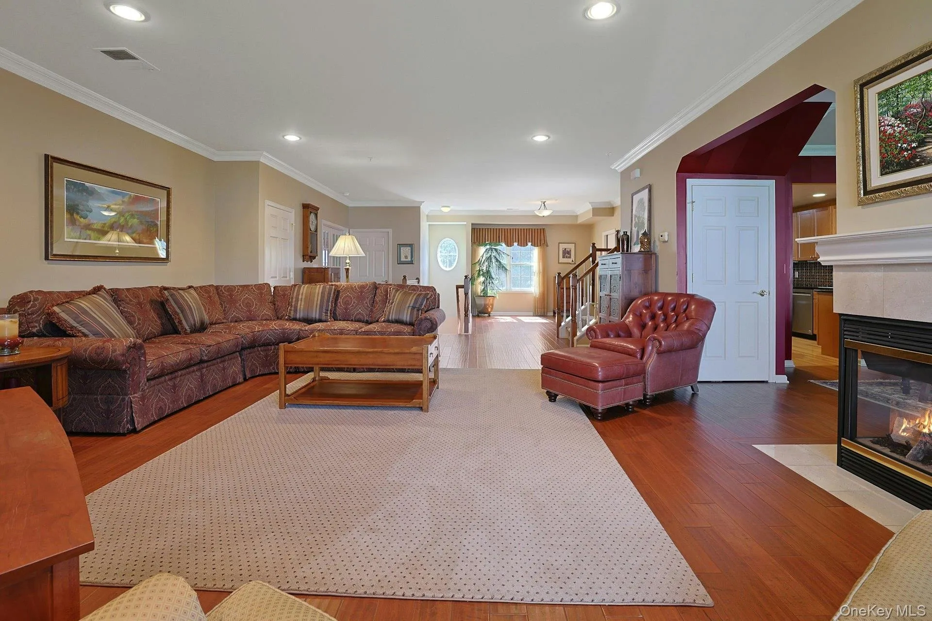 The living room is large enough for family, friends, parties and play. The view from this end is of the river. The living room is large enough for family, friends, parties and play. The view from this end is of the river.