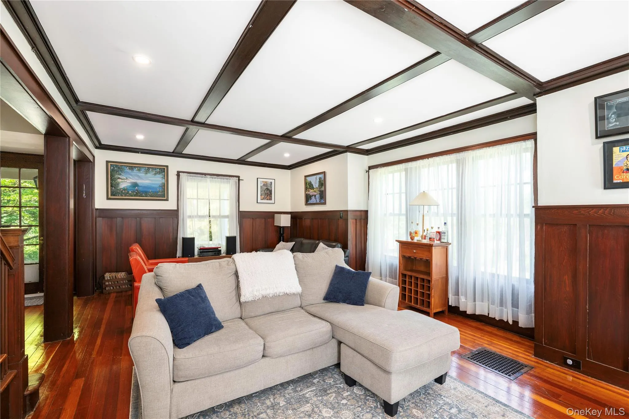 Living Room with coffered ceiling Living Room with coffered ceiling