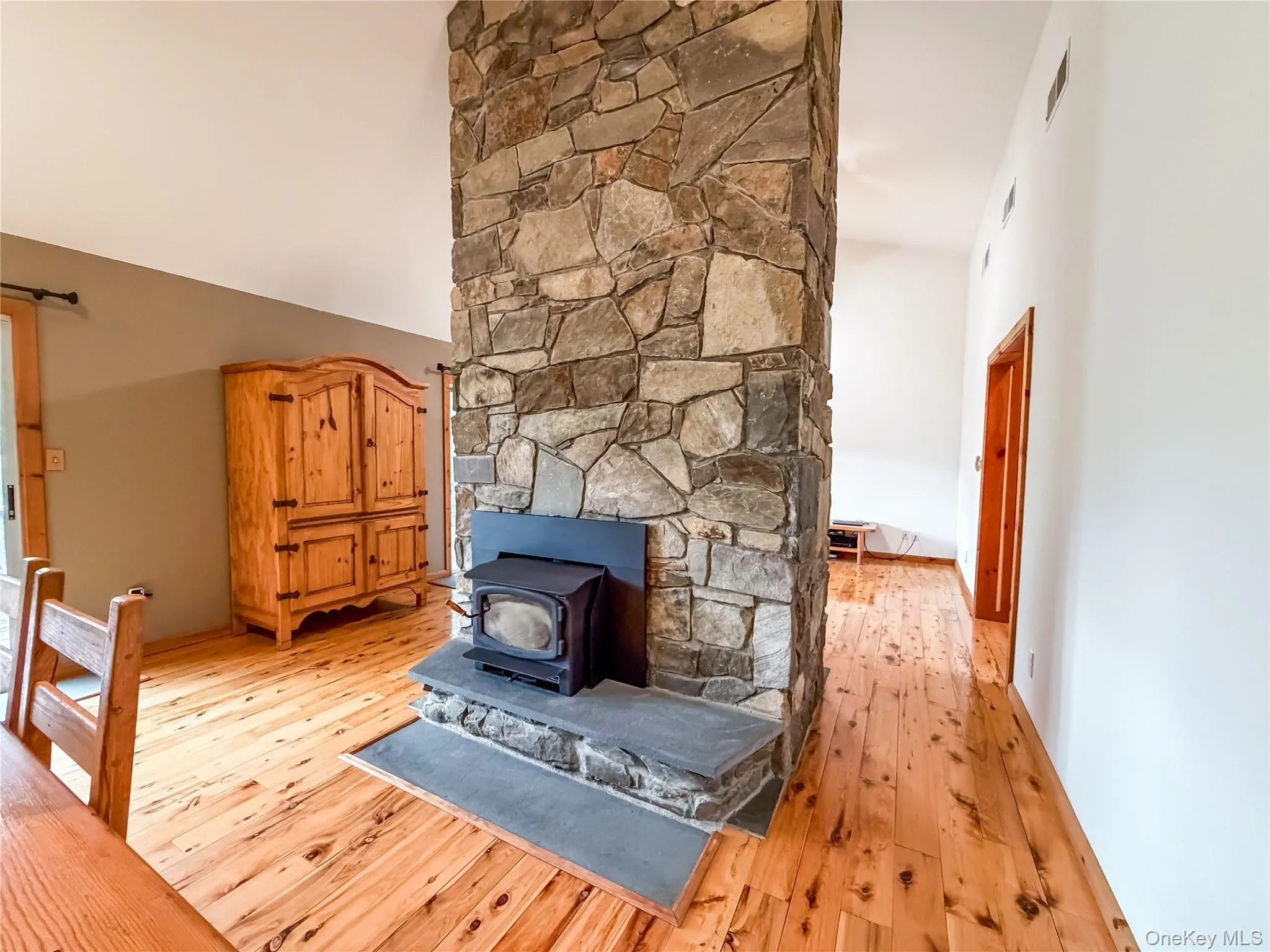 Double sided fireplace-Dining room view Double sided fireplace-Dining room view
