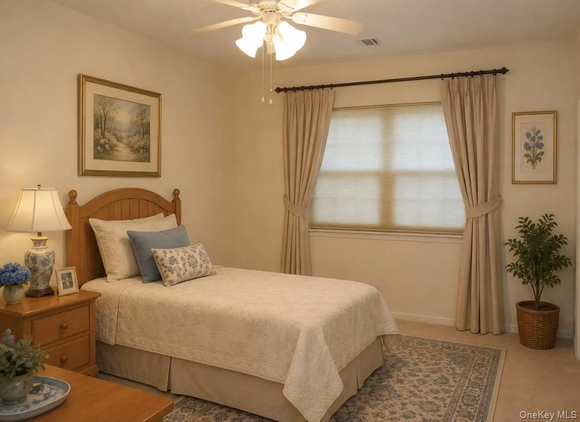 Room featuring neutral wall tones and a ceiling fan with integrated lighting Room featuring neutral wall tones and a ceiling fan with integrated lighting