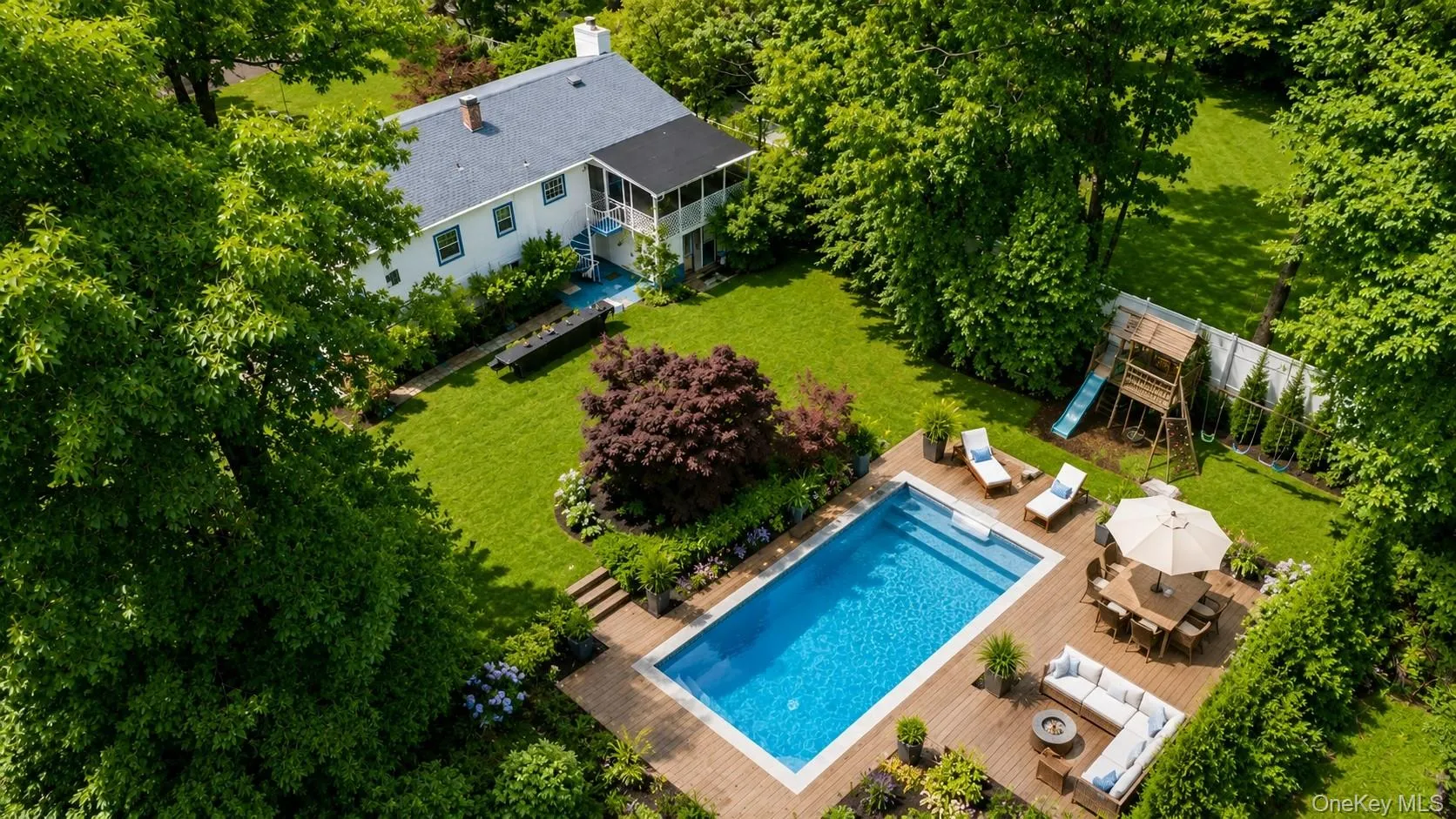 Digitally staged backyard transformed into a stunning poolside paradise—an exceptional space to design and build your dream outdoor retreat. Digitally staged backyard transformed into a stunning poolside paradise—an exceptional space to design and build your dream outdoor retreat.