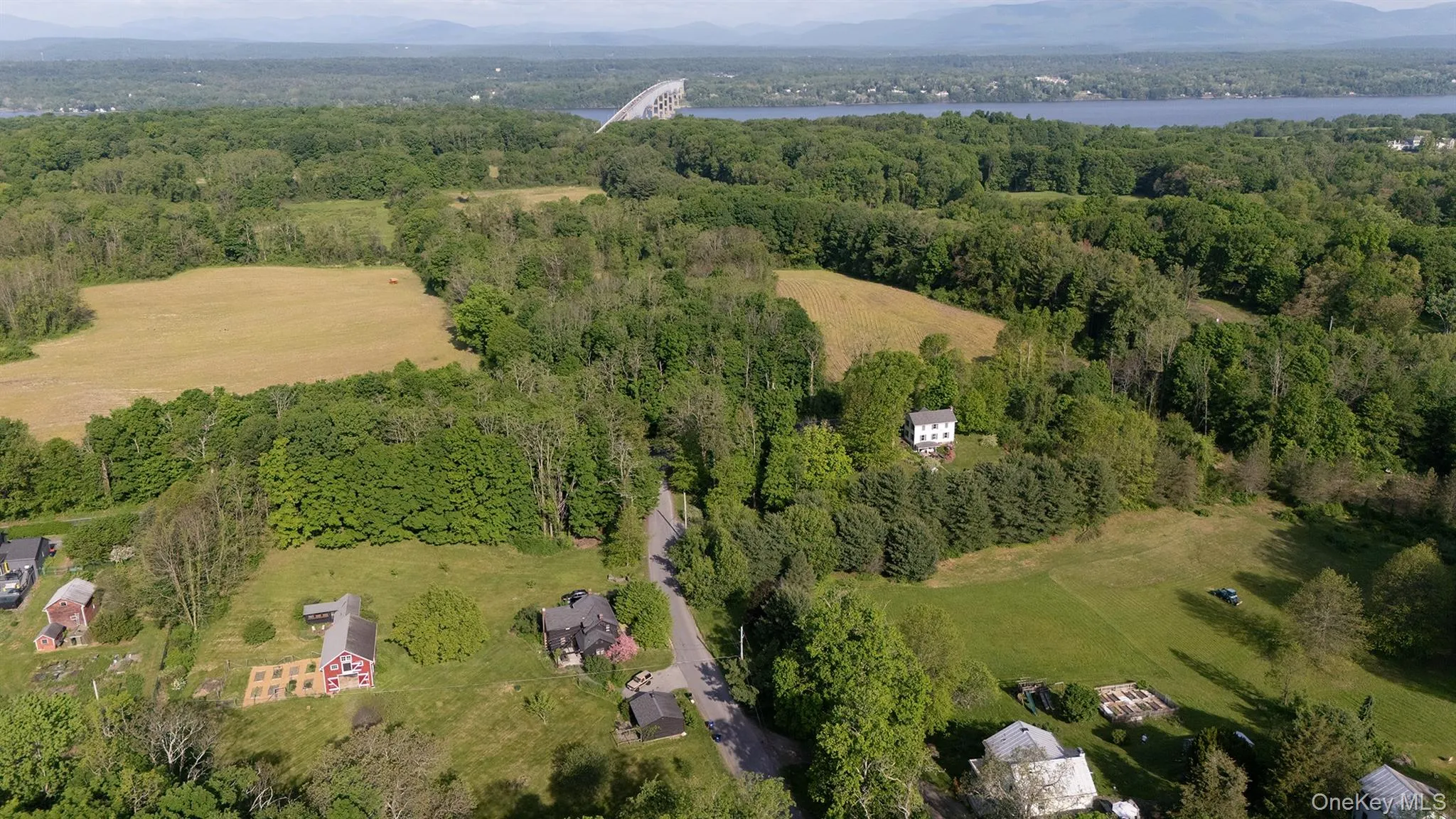 Aerial view 3 with nearby Kingston-Rhinecliff Bridge over the Hudson River Aerial view 3 with nearby Kingston-Rhinecliff Bridge over the Hudson River