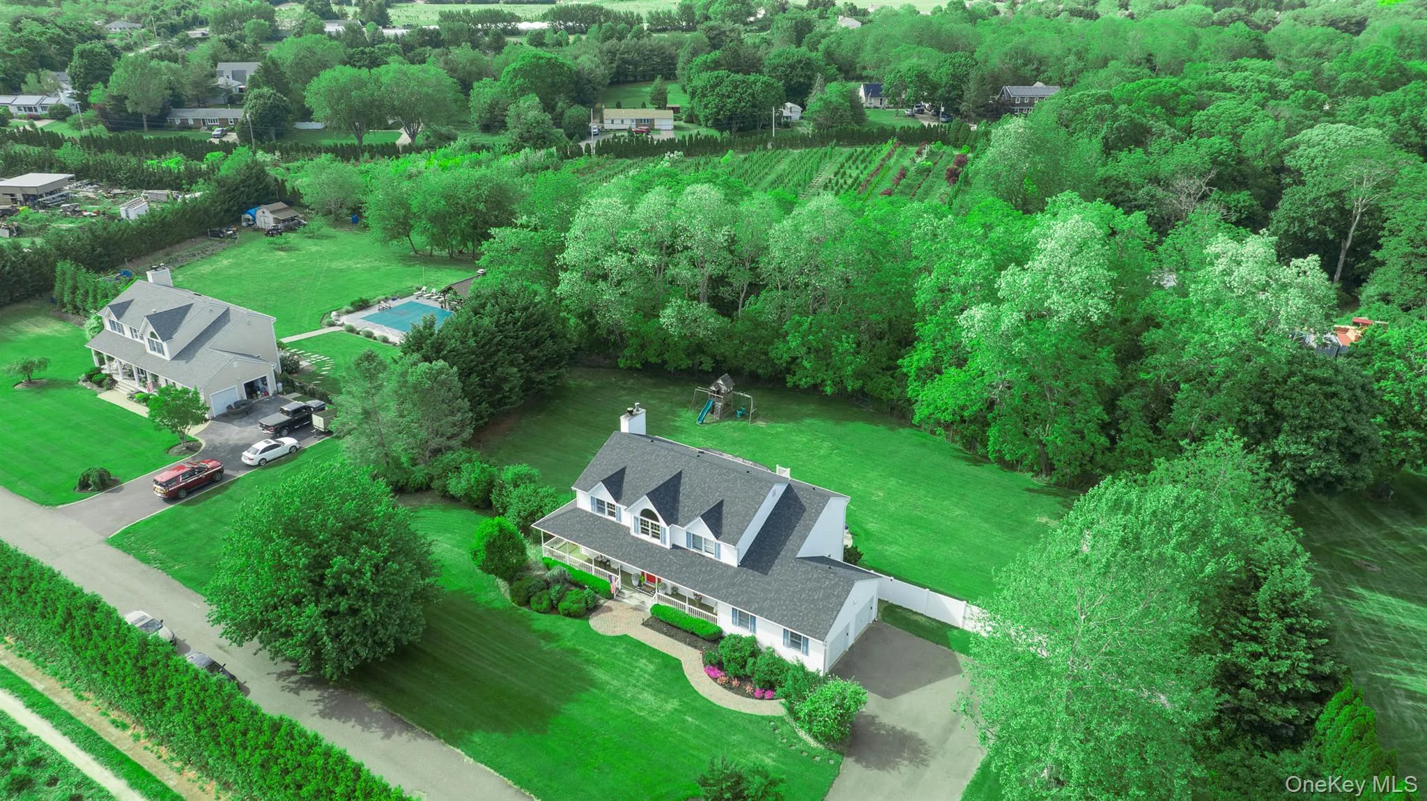 Aerial perspective emphasizing the massive lot size, deep boundary lines, and exceptional privacy with no front or rear neighbors. Aerial perspective emphasizing the massive lot size, deep boundary lines, and exceptional privacy with no front or rear neighbors.