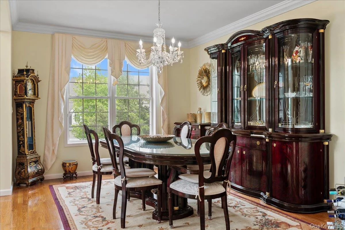 Beautiful drapes and crystal chandelier Beautiful drapes and crystal chandelier