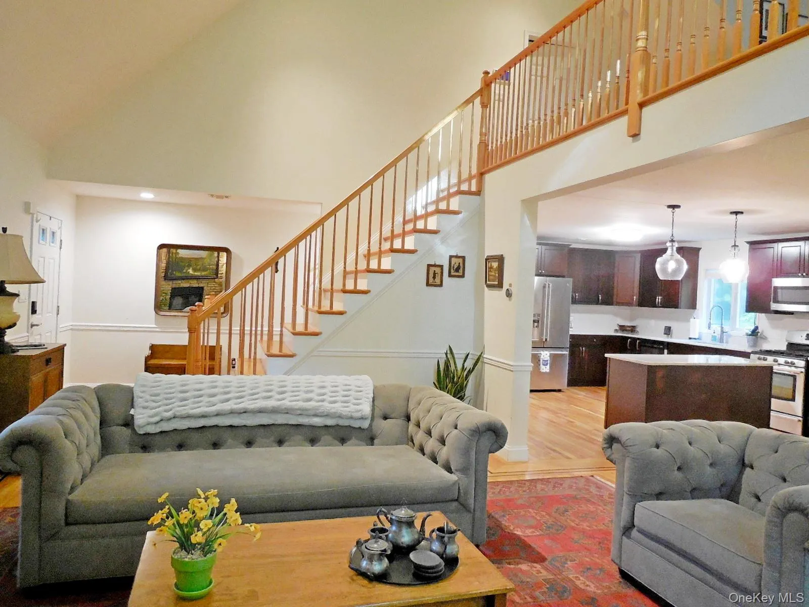 Beautiful oak railed stairs leading to open loft Beautiful oak railed stairs leading to open loft