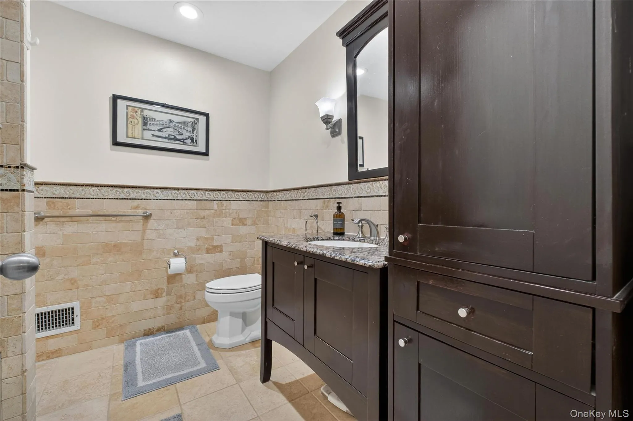 Updated primary bath with timeless finishes. Updated primary bath with timeless finishes.