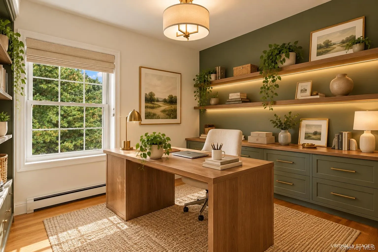 We've virtually staged the same space to add a warm and modern look to the room. We've virtually staged the same space to add a warm and modern look to the room.