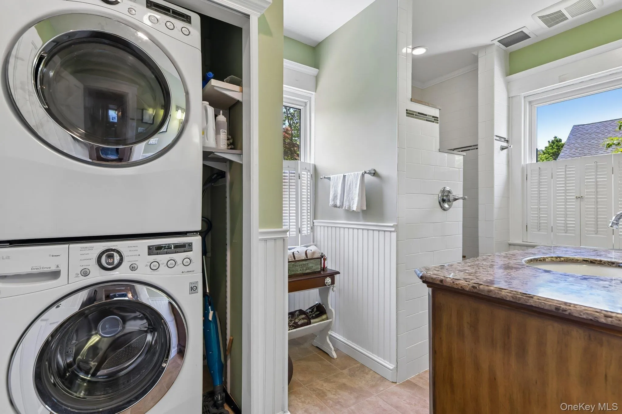 Stackable Washer & Dryer in Bath Stackable Washer & Dryer in Bath