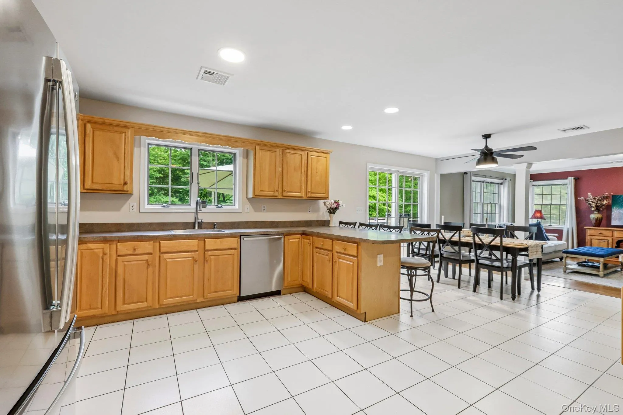 Kitchen with oak cabinets. Kitchen with oak cabinets.
