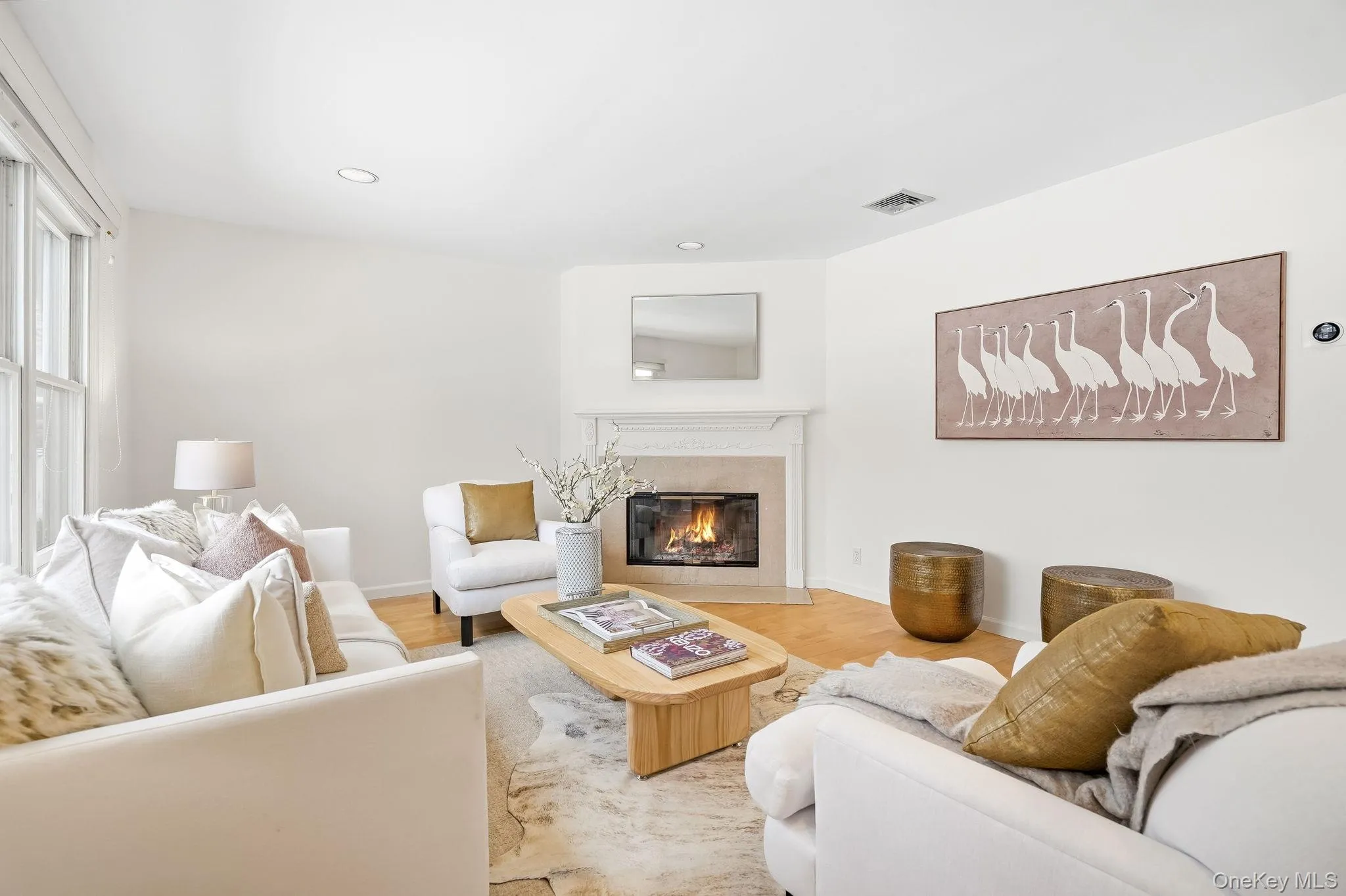 Living Room with fireplace and lot of natural light Living Room with fireplace and lot of natural light