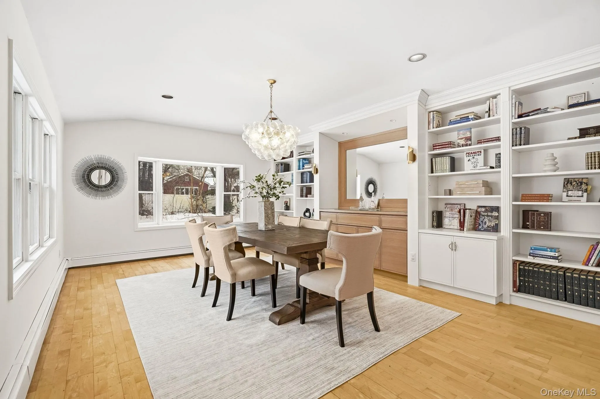 Large Dining Room with built in cabinets and shelves Large Dining Room with built in cabinets and shelves