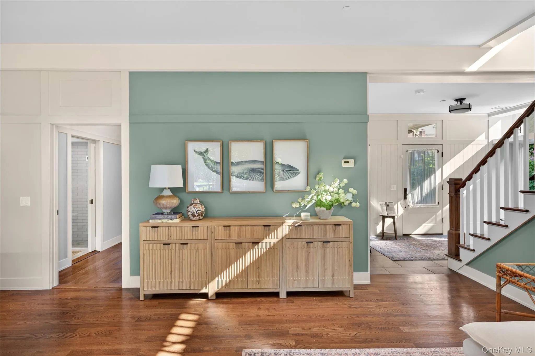 Living room with wide-plank oak floors Living room with wide-plank oak floors