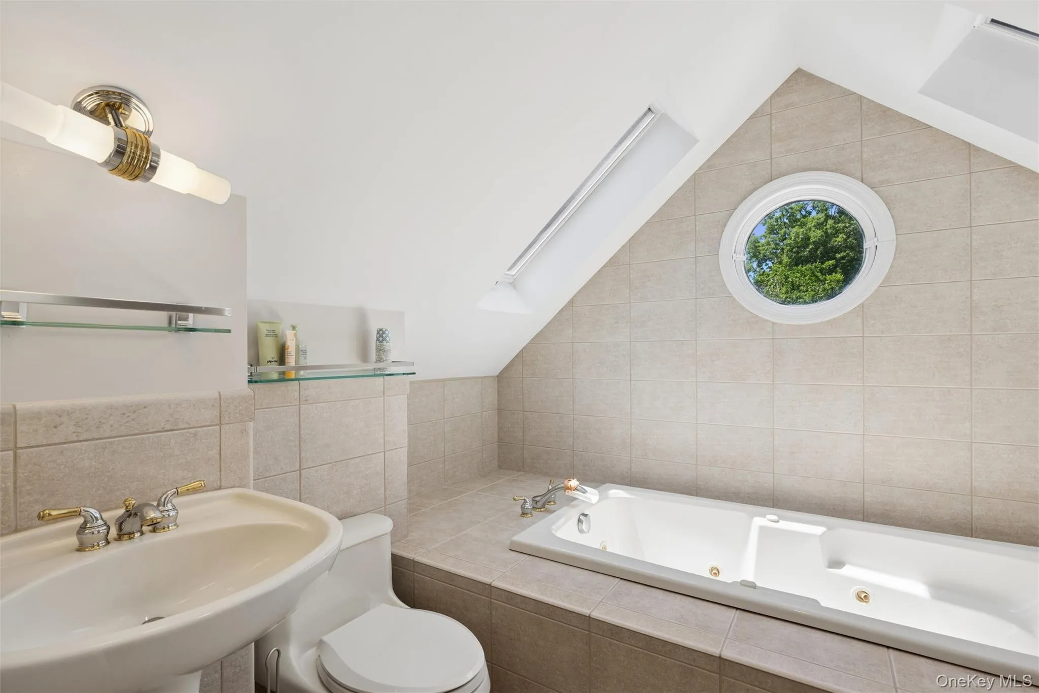 Full bath with jacuzzi tub and walk in shower on second floor Full bath with jacuzzi tub and walk in shower on second floor