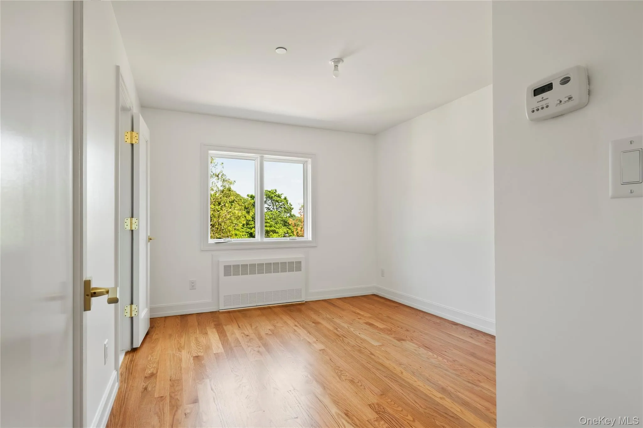 Spare room with light wood-style flooring and radiator Spare room with light wood-style flooring and radiator