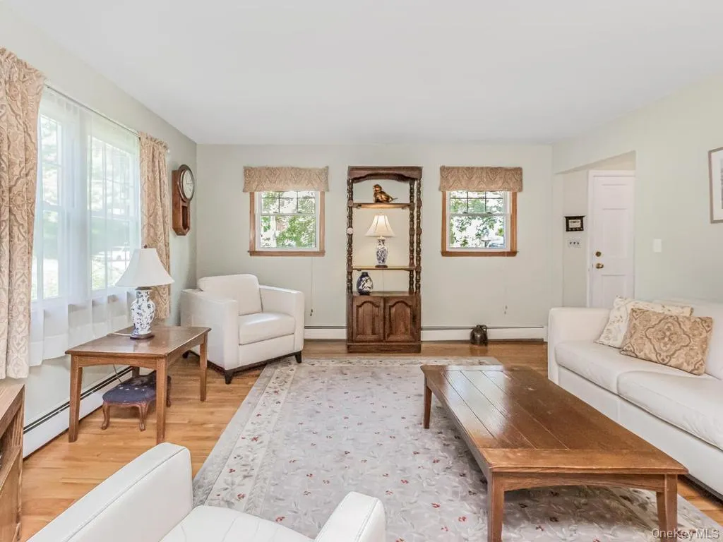Sun filled living room with hardwood flooring Sun filled living room with hardwood flooring