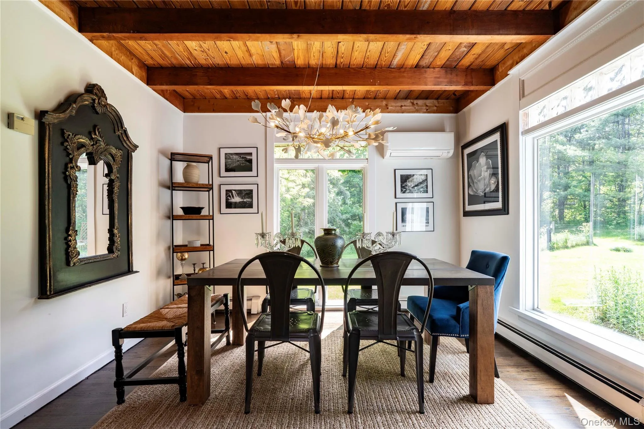 Light Filled Dining with Views of Pond and Gardens Light Filled Dining with Views of Pond and Gardens