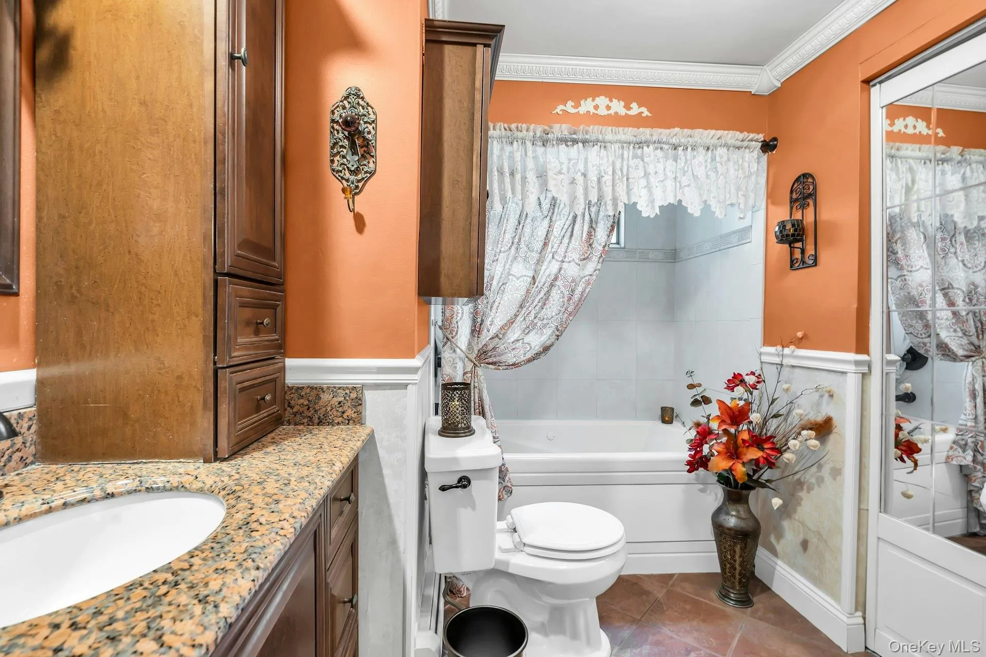 Full Bathroom With Granite Countertop & Whirlpool Bathtub Full Bathroom With Granite Countertop & Whirlpool Bathtub
