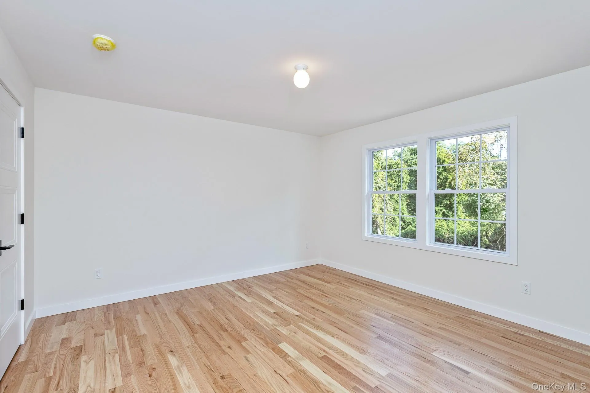 Unfurnished room with light wood-style floors and baseboards Unfurnished room with light wood-style floors and baseboards