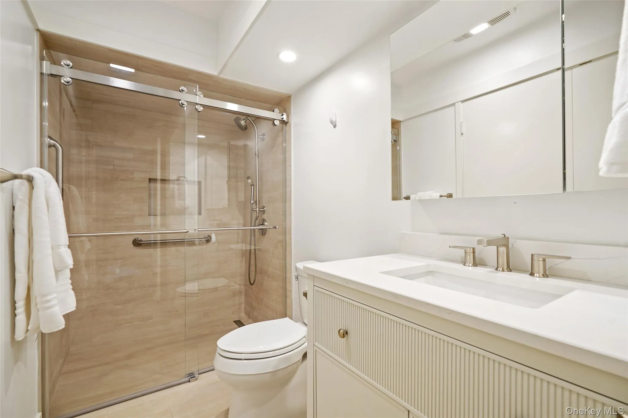 Hall bathroom with walk-in shower Hall bathroom with walk-in shower