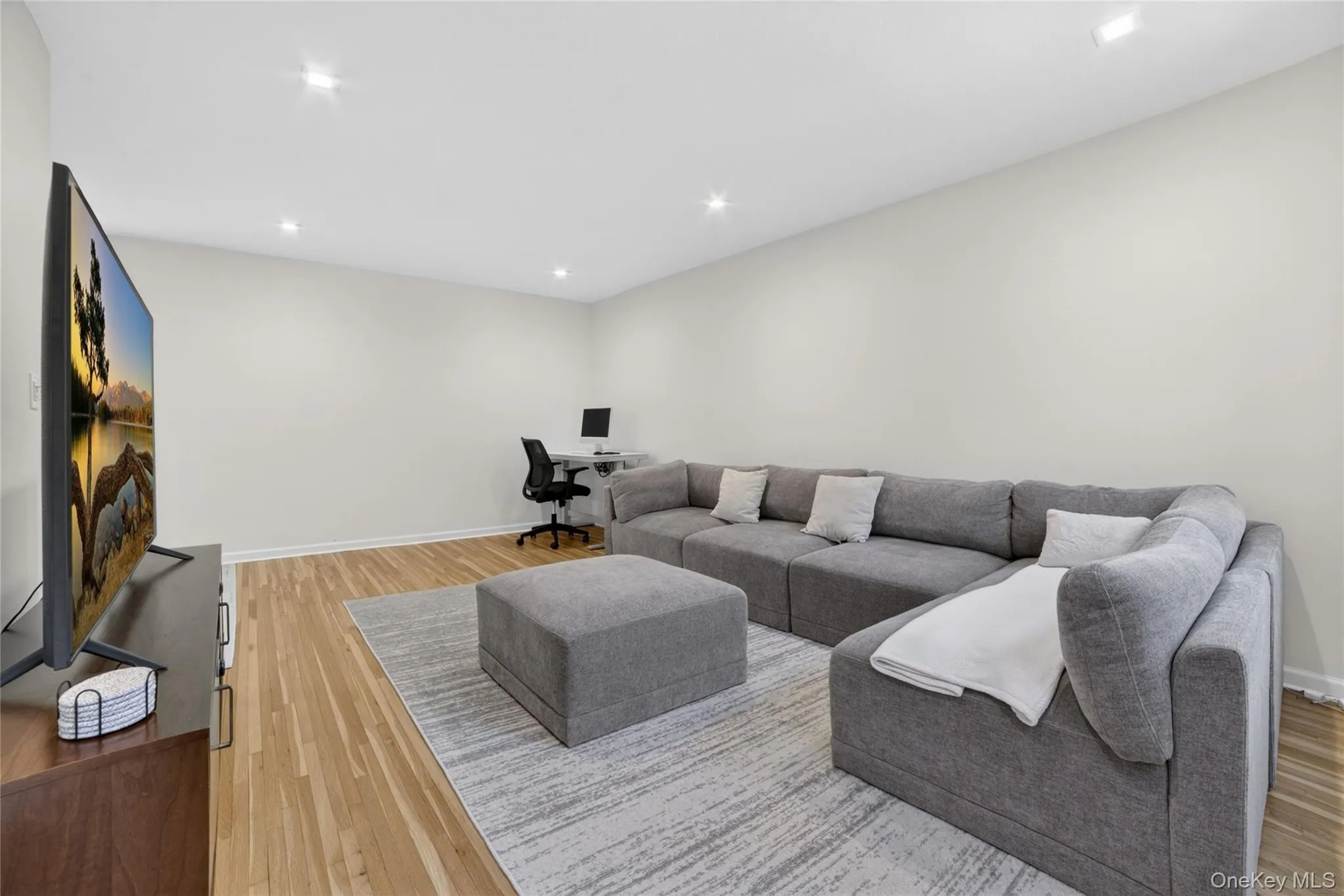 Living Room Features: Home Office Area, Recessed Lighting, Re-Finished Hardwood Floors, Grand Window View, Natural Light Living Room Features: Home Office Area, Recessed Lighting, Re-Finished Hardwood Floors, Grand Window View, Natural Light